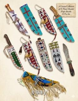 10 Beaded Leather Knife Sheaths Handmade Western Suede Covers Wholesale