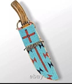 10 Beaded Leather Knife Sheaths Handmade Western Suede Covers Wholesale