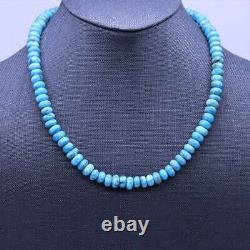 10mm Blue Kingman Turquoise Beaded Necklace, Large Chunky Southwestern Rondelle