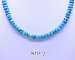 10mm Blue Kingman Turquoise Beaded Necklace, Large Chunky Southwestern Rondelle