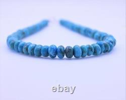 10mm Blue Kingman Turquoise Beaded Necklace, Large Chunky Southwestern Rondelle