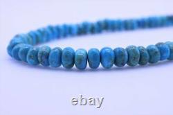 10mm Blue Kingman Turquoise Beaded Necklace, Large Chunky Southwestern Rondelle