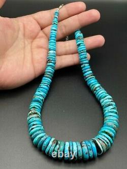 16 Natural Turquoise Blue Kingman Mine Donut shape necklace 5mm-15mm