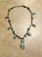 17.5 MARVELOUS! OLD Navajo Sterling Silver Turquoise BLOSSOM Bead Necklace