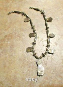 17.5 MARVELOUS! OLD Navajo Sterling Silver Turquoise BLOSSOM Bead Necklace