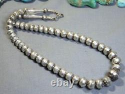 17.5 SUNRAY Stamped NAVAJO PEARLS 6-12mm STERLING Silver Bench Beads on Chain