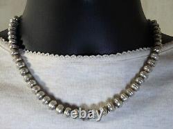 17.5 SUNRAY Stamped NAVAJO PEARLS 6-12mm STERLING Silver Bench Beads on Chain