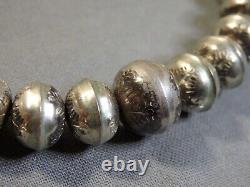 17.5 SUNRAY Stamped NAVAJO PEARLS 6-12mm STERLING Silver Bench Beads on Chain