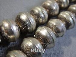 17.5 SUNRAY Stamped NAVAJO PEARLS 6-12mm STERLING Silver Bench Beads on Chain