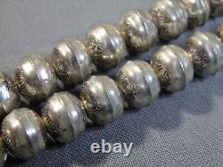 17.5 SUNRAY Stamped NAVAJO PEARLS 6-12mm STERLING Silver Bench Beads on Chain