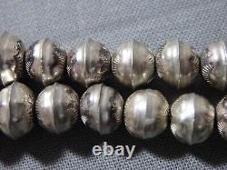 17.5 SUNRAY Stamped NAVAJO PEARLS 6-12mm STERLING Silver Bench Beads on Chain