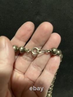 171/2 Long Navajo Pearl Hand Beaded And Stamped Ster Silv. Made In New Mexico