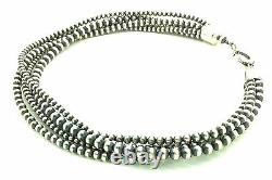 18 Beautiful Navajo Pearls Sterling Silver 5-Strand Beads Necklace