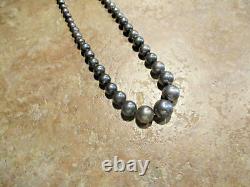 18 FINEST Vintage Navajo Graduated Sterling Silver PEARLS Bead Necklace