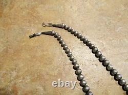 18 FINEST Vintage Navajo Graduated Sterling Silver PEARLS Bead Necklace