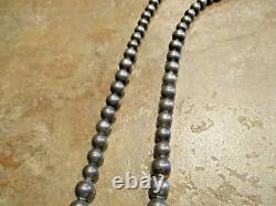 18 FINEST Vintage Navajo Graduated Sterling Silver PEARLS Bead Necklace