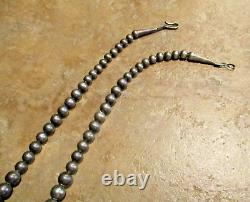 18 FINEST Vintage Navajo Graduated Sterling Silver PEARLS Bead Necklace