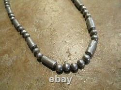 18 Sleek Vintage Navajo Sterling Silver TUBE BEAD Necklace
