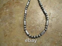 18 Sleek Vintage Navajo Sterling Silver TUBE BEAD Necklace