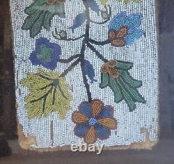 1800's antique and RARE Native American beaded panel framed 5.5 x 33