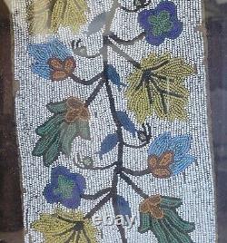 1800's antique and RARE Native American beaded panel framed 5.5 x 33