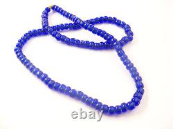 1800s Native American Cobalt Glass Trade Beads on Dear Skin Strands