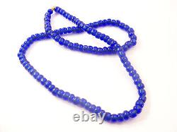 1800s Native American Cobalt Glass Trade Beads on Dear Skin Strands