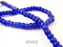 1800s Native American Cobalt Glass Trade Beads on Dear Skin Strands