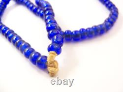 1800s Native American Cobalt Glass Trade Beads on Dear Skin Strands