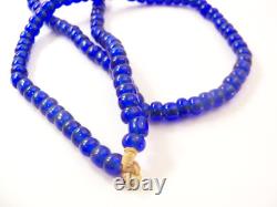 1800s Native American Cobalt Glass Trade Beads on Dear Skin Strands