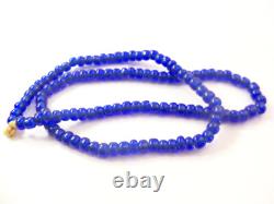 1800s Native American Cobalt Glass Trade Beads on Dear Skin Strands