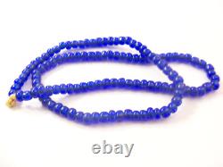 1800s Native American Cobalt Glass Trade Beads on Dear Skin Strands