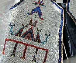 1890's CROW / PLAINS INDIAN NATIVE AMERICAN BEADED VEST BEADS Hide Antique