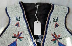 1890's CROW / PLAINS INDIAN NATIVE AMERICAN BEADED VEST BEADS Hide Antique