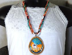 189g 4.3 SANTO DOMINGO Multi-GEM TURQUOISE Sterling Silver 24-28.5 Necklace