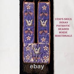 1900's Antique Sioux Beaded Horse Martingale Indian Old Costume PATRIOTIC