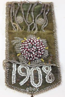 1908 Native American Beaded Whimsey Wall Pocket Act of DEFIANCE