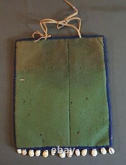 1920 30's Native American Plateau Geometric Beaded Bag with Cowrie Shells