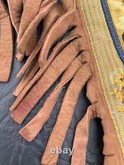 1920's Native American Beaded Hide Belt With Four Decorated Fringed Tassels