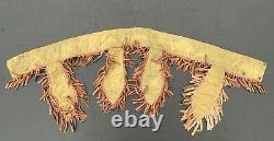1920's Native American Beaded Hide Belt With Four Decorated Fringed Tassels