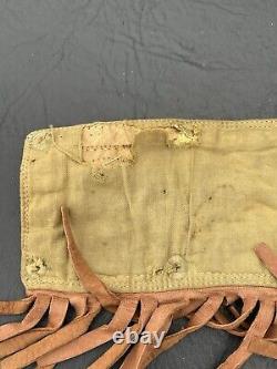 1920's Native American Beaded Hide Belt With Four Decorated Fringed Tassels
