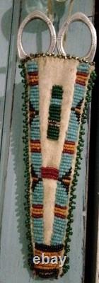 1920's Native American Central Plains Beaded Scissors Case 5x2 Great Cond! Cpix