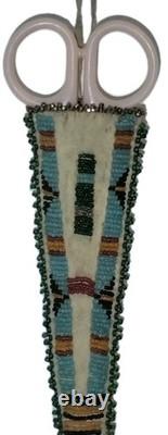 1920's Native American Central Plains Beaded Scissors Case 5x2 Great Cond! Cpix