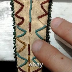 1920's Native American Central Plains Beaded Scissors Case 5x2 Great Cond! Cpix