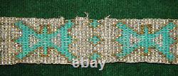 1930's Native American Indian Beaded Belt of Gold & Clear Faceted Beads