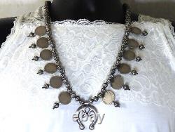 1940s+ NAVAJO Coin Silver MERCURY DIME Fluted Beads 26 SQUASH BLOSSOM Necklace