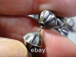 1940s+ NAVAJO Coin Silver MERCURY DIME Fluted Beads 26 SQUASH BLOSSOM Necklace