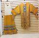 2 Pc. Large Beaded Fringed Tin Cones Native American Indian Gold Buckskin Dress