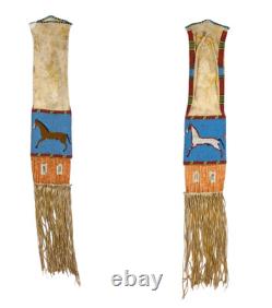 2 Pcs Native American Style Cheyenne Beaded Pipe bag Cree Sioux Tobacco pouch