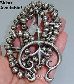 20 NAVAJO BENCH BEAD NECKLACE 7MM STERLING Vintage Oxidized Pearl Dark Old Pawn